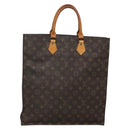 LOUIS VUITTON Monogram Sac Plat Hand Bag M51140 LV Auth BA5143-1