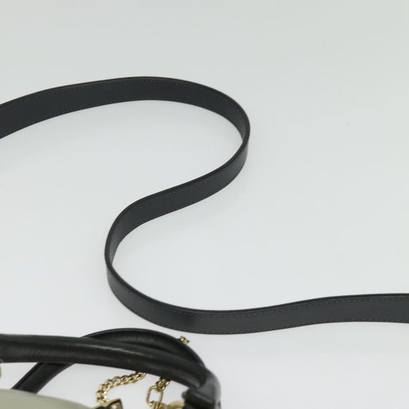 Chloe Bailey Hand Bag Leather 2way Navy Beige gold Auth BA5146