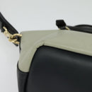 Chloe Bailey Hand Bag Leather 2way Navy Beige gold Auth BA5146-12
