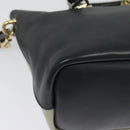 Chloe Bailey Hand Bag Leather 2way Navy Beige gold Auth BA5146-14