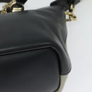 Chloe Bailey Hand Bag Leather 2way Navy Beige gold Auth BA5146-15