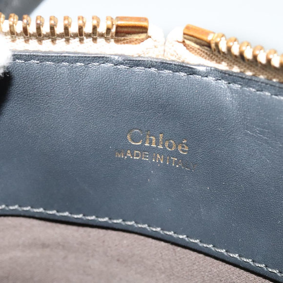 Chloe Bailey Hand Bag Leather 2way Navy Beige gold Auth BA5146