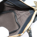 Chloe Bailey Hand Bag Leather 2way Navy Beige gold Auth BA5146-19