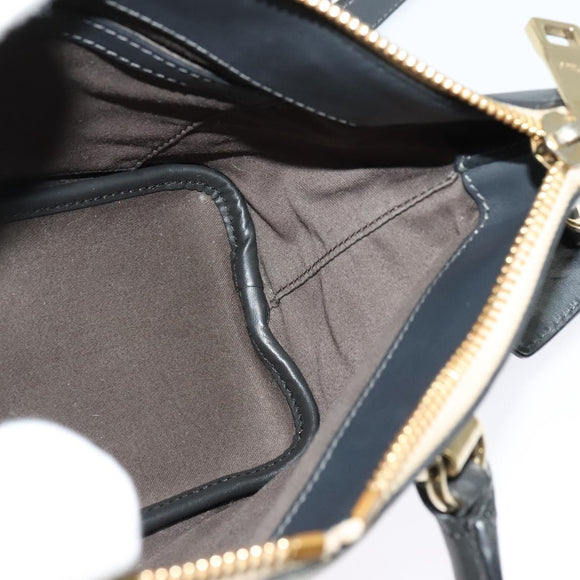 Chloe Bailey Hand Bag Leather 2way Navy Beige gold Auth BA5146