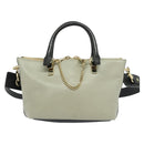 Chloe Bailey Hand Bag Leather 2way Navy Beige gold Auth BA5146-2