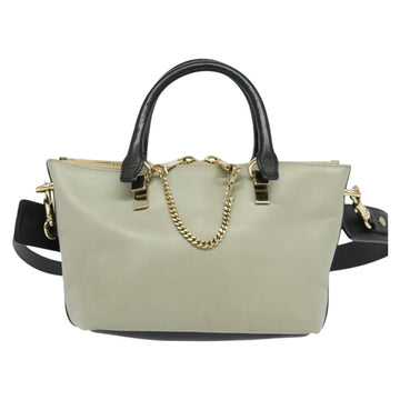 Chloe Bailey Hand Bag Leather 2way Navy Beige gold Auth BA5146 - 0