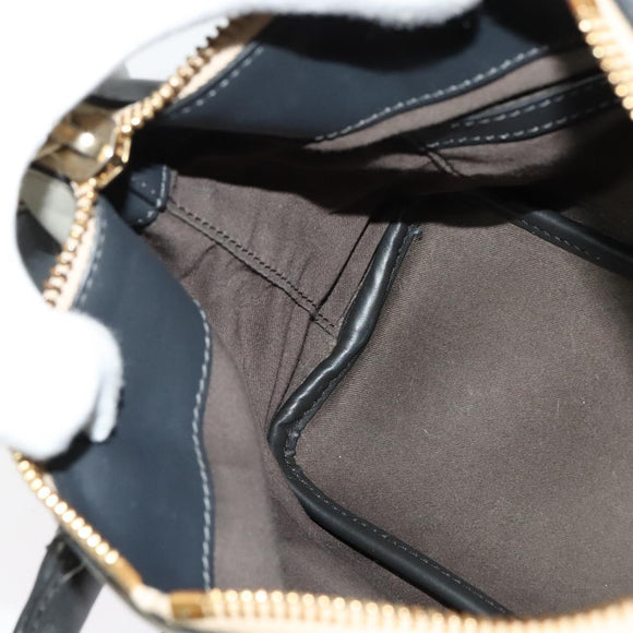 Chloe Bailey Hand Bag Leather 2way Navy Beige gold Auth BA5146