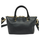 Chloe Bailey Hand Bag Leather 2way Navy Beige gold Auth BA5146-3