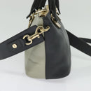 Chloe Bailey Hand Bag Leather 2way Navy Beige gold Auth BA5146-5
