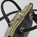 Chloe Bailey Hand Bag Leather 2way Navy Beige gold Auth BA5146-6