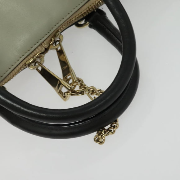 Chloe Bailey Hand Bag Leather 2way Navy Beige gold Auth BA5146
