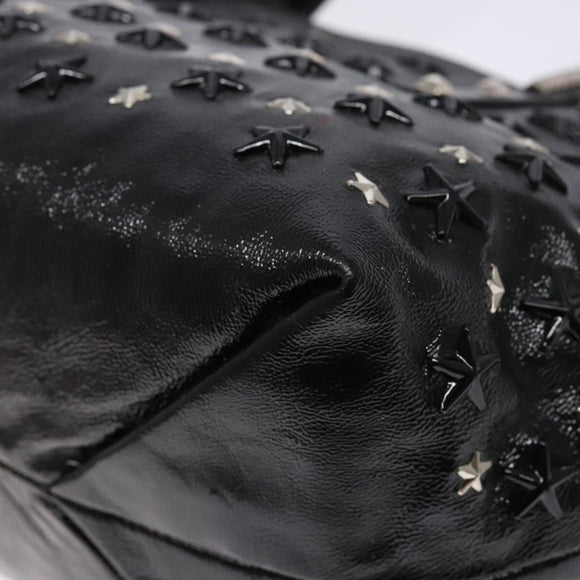 Jimmy Choo Studs Tote Bag Patent leather Black Silver Auth BA5147
