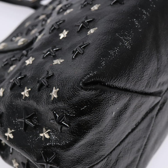 Jimmy Choo Studs Tote Bag Patent leather Black Silver Auth BA5147