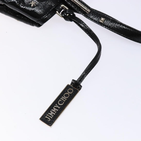 Jimmy Choo Studs Tote Bag Patent leather Black Silver Auth BA5147
