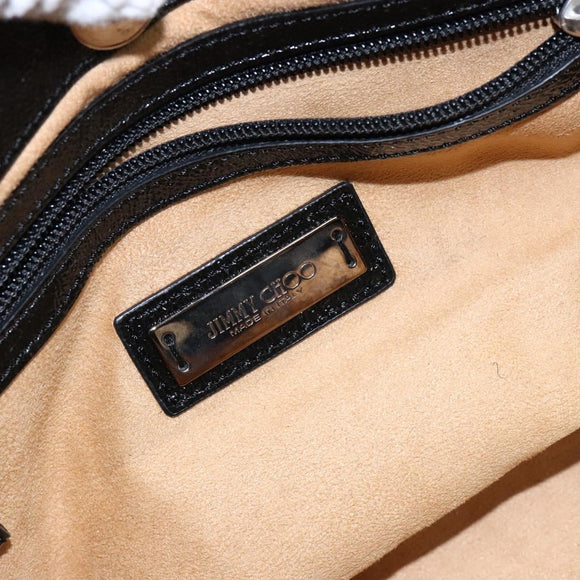 Jimmy Choo Studs Tote Bag Patent leather Black Silver Auth BA5147