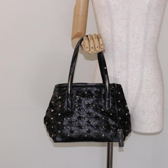 Jimmy Choo Studs Tote Bag Patent leather Black Silver Auth BA5147