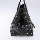 Jimmy Choo Studs Tote Bag Patent leather Black Silver Auth BA5147-4