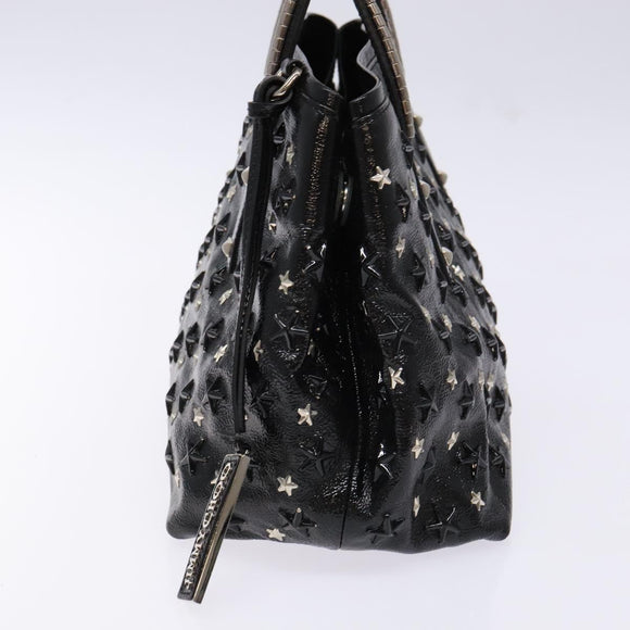 Jimmy Choo Studs Tote Bag Patent leather Black Silver Auth BA5147