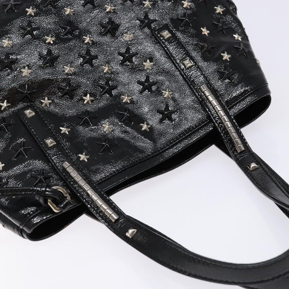 Jimmy Choo Studs Tote Bag Patent leather Black Silver Auth BA5147