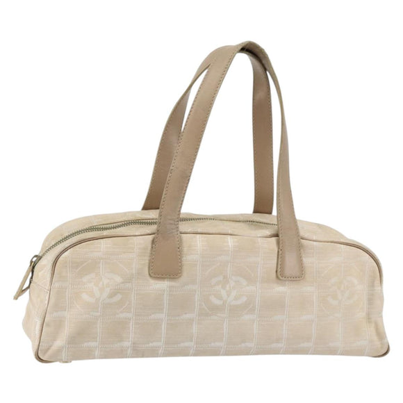 CHANEL New Travel line Hand Bag Nylon Beige CC Auth BA5148