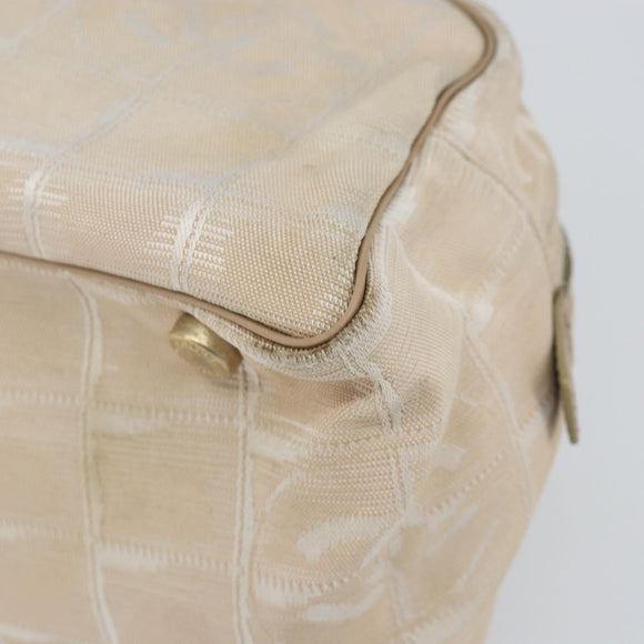 CHANEL New Travel line Hand Bag Nylon Beige CC Auth BA5148