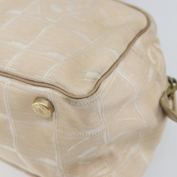 CHANEL New Travel line Hand Bag Nylon Beige CC Auth BA5148