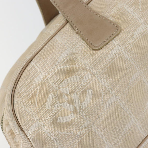 CHANEL New Travel line Hand Bag Nylon Beige CC Auth BA5148
