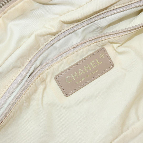 CHANEL New Travel line Hand Bag Nylon Beige CC Auth BA5148