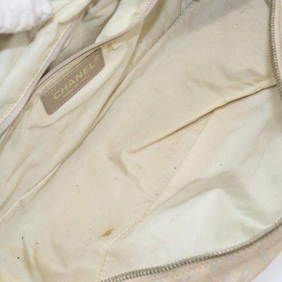 CHANEL New Travel line Hand Bag Nylon Beige CC Auth BA5148