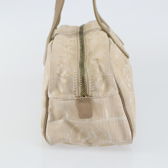 CHANEL New Travel line Hand Bag Nylon Beige CC Auth BA5148