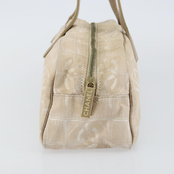 CHANEL New Travel line Hand Bag Nylon Beige CC Auth BA5148
