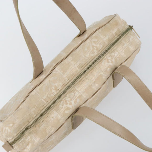 CHANEL New Travel line Hand Bag Nylon Beige CC Auth BA5148