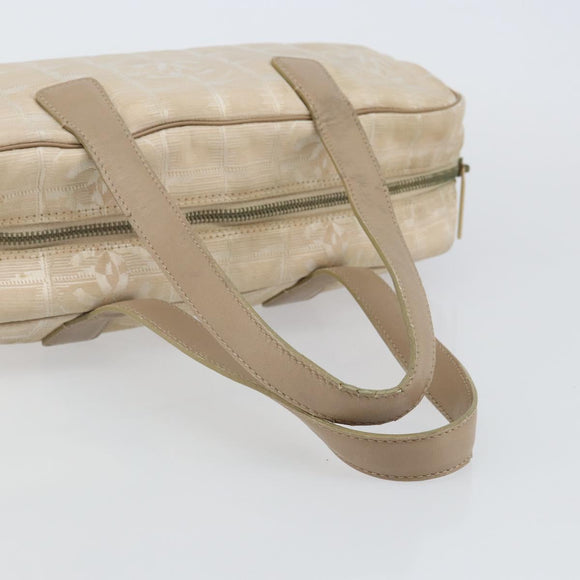 CHANEL New Travel line Hand Bag Nylon Beige CC Auth BA5148