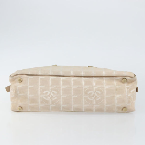 CHANEL New Travel line Hand Bag Nylon Beige CC Auth BA5148