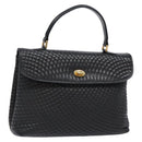 BALLY Quilted Hand Bag Leather Gold Black Auth BA5149-1