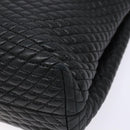 BALLY Quilted Hand Bag Leather Gold Black Auth BA5149-9
