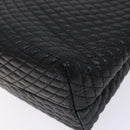 BALLY Quilted Hand Bag Leather Gold Black Auth BA5149-15