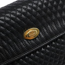 BALLY Quilted Hand Bag Leather Gold Black Auth BA5149-17