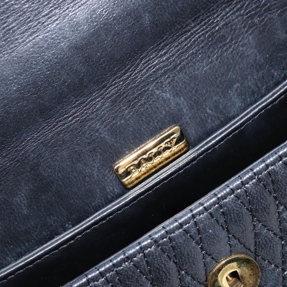 BALLY Quilted Hand Bag Leather Gold Black Auth BA5149