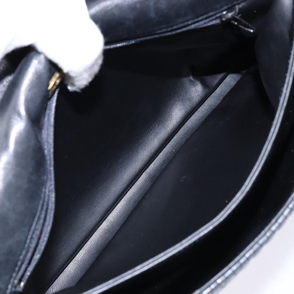 BALLY Quilted Hand Bag Leather Gold Black Auth BA5149