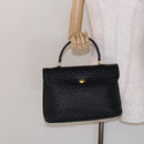 BALLY Quilted Hand Bag Leather Gold Black Auth BA5149-22