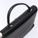 BALLY Quilted Hand Bag Leather Gold Black Auth BA5149-6
