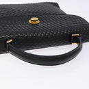 BALLY Quilted Hand Bag Leather Gold Black Auth BA5149-7