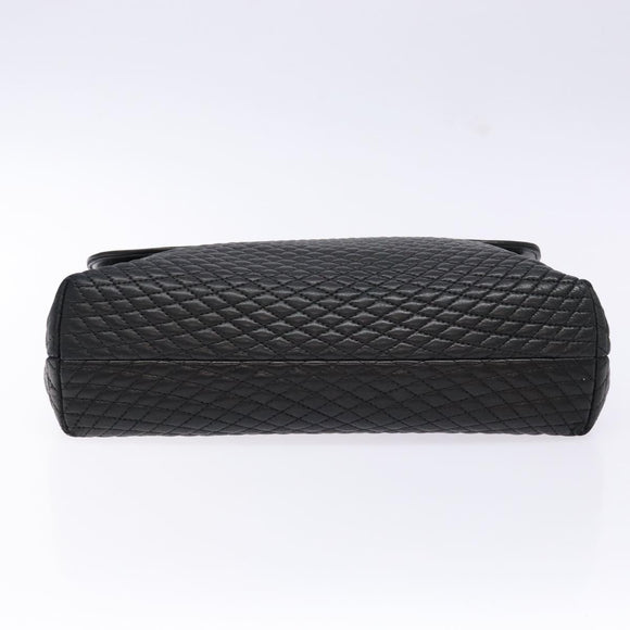 BALLY Quilted Hand Bag Leather Gold Black Auth BA5149