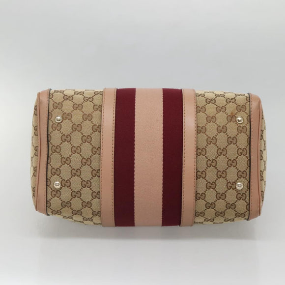 GUCCI GG Canvas Hand Bag 2way Beige Gold 247205 Auth BA5153