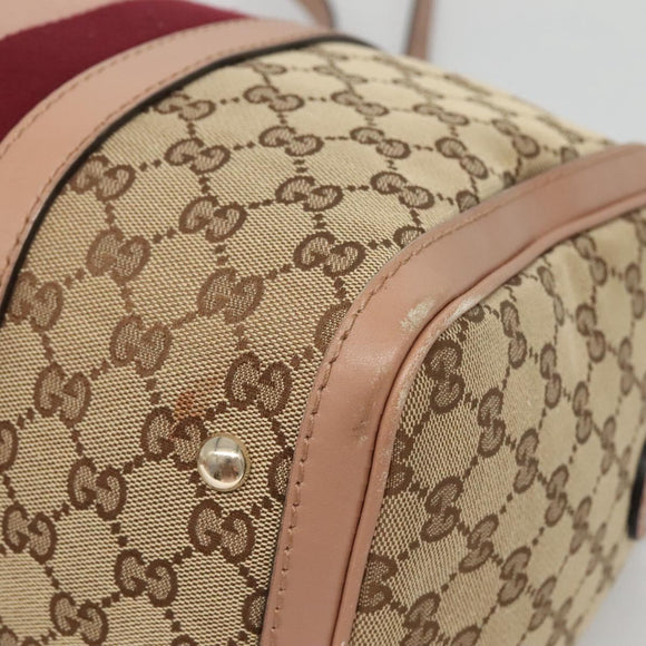 GUCCI GG Canvas Hand Bag 2way Beige Gold 247205 Auth BA5153