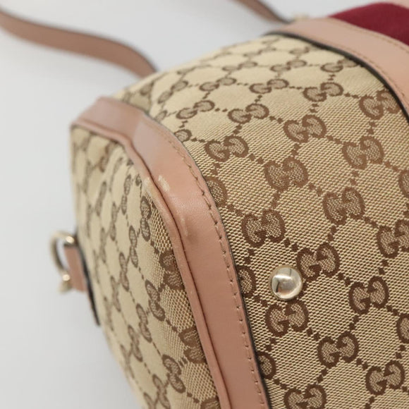 GUCCI GG Canvas Hand Bag 2way Beige Gold 247205 Auth BA5153