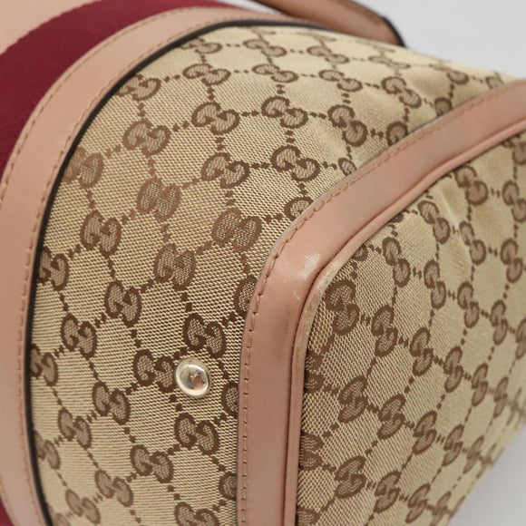 GUCCI GG Canvas Hand Bag 2way Beige Gold 247205 Auth BA5153
