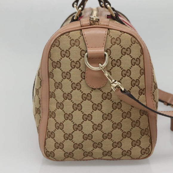 GUCCI GG Canvas Hand Bag 2way Beige Gold 247205 Auth BA5153