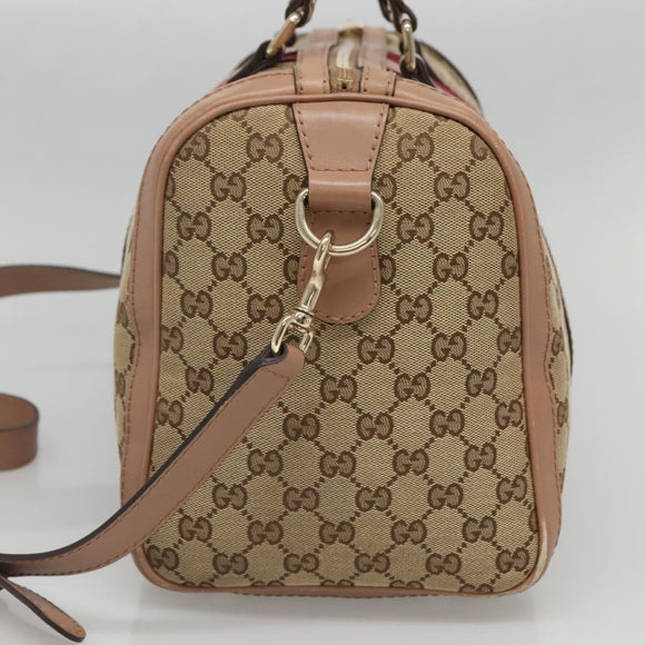 GUCCI GG Canvas Hand Bag 2way Beige Gold 247205 Auth BA5153